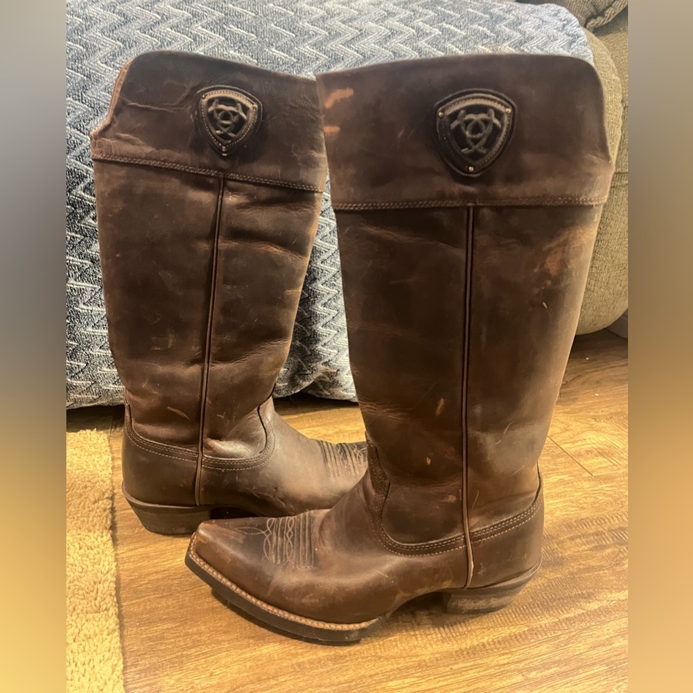 Ariat Chandler 10011936 Womens Sz 5.5 Distressed Brown 14" Riding Leather Boots